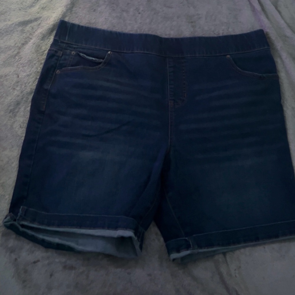 Terra & Sky Blue Jean Shorts Elastic Waist